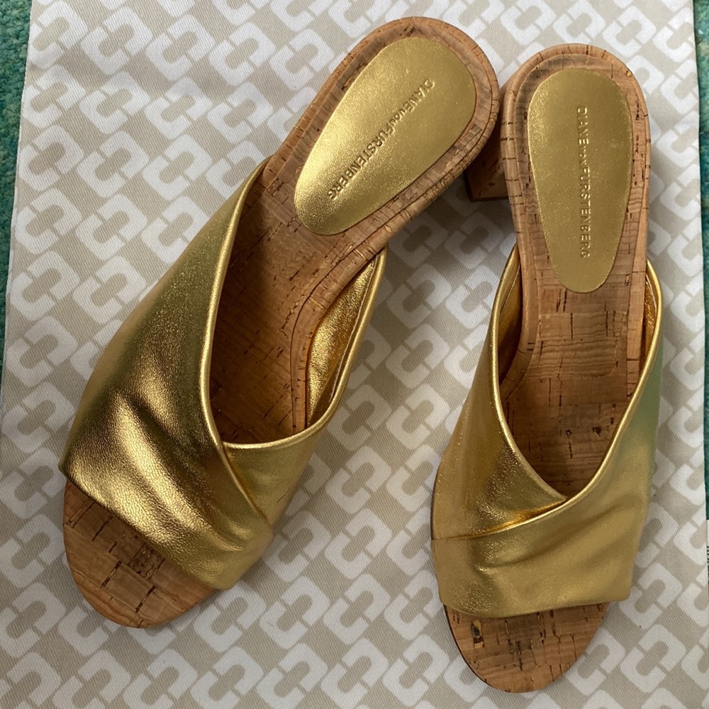 DVF Gold Sandals - Mule - NEW with Dustbag